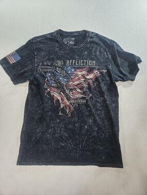 Affliction Freedom Defender Tee Large USA Rifle Graphic Y2K